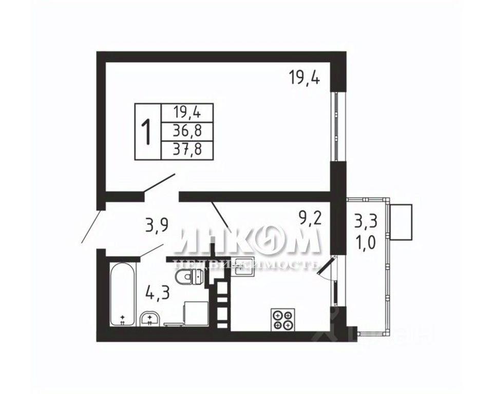 Apartment Sale, 37.8 sq. m. at Pirogovskaya Rivera, Tsentralnaya Street, Pirogovo Village, Mytishi Urban District, Moscow Region, Russia #1