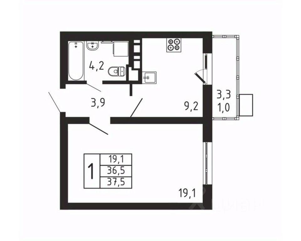 Apartment Sale, 37.5 sq. m. at Pirogovskaya Rivera, Tsentralnaya Street, Pirogovo Village, Mytishi Urban District, Moscow Region, Russia #2
