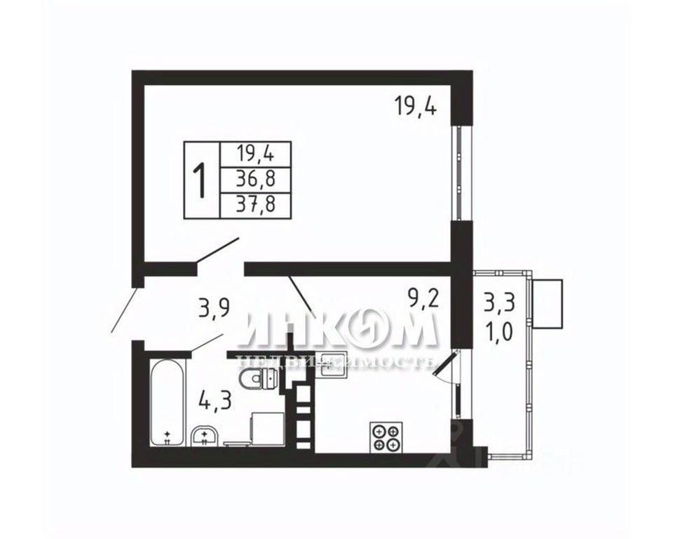 Apartment Sale, 37.8 sq. m. at Pirogovskaya Rivera, Tsentralnaya Street, Pirogovo Village, Mytishi Urban District, Moscow Region, Russia #1