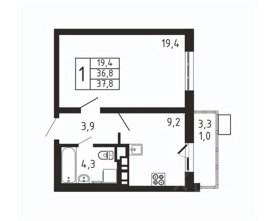 Apartment Sale, 37.8 sq. m. at Pirogovskaya Rivera, Tsentralnaya Street, Pirogovo Village, Mytishi Urban District, Moscow Region, Russia #2