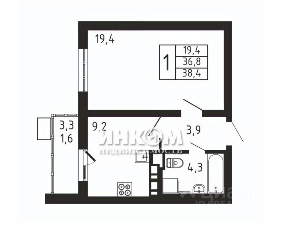Apartment Sale, 38.4 sq. m. at Pirogovskaya Rivera, Tsentralnaya Street, Pirogovo Village, Mytishi Urban District, Moscow Region, Russia #1