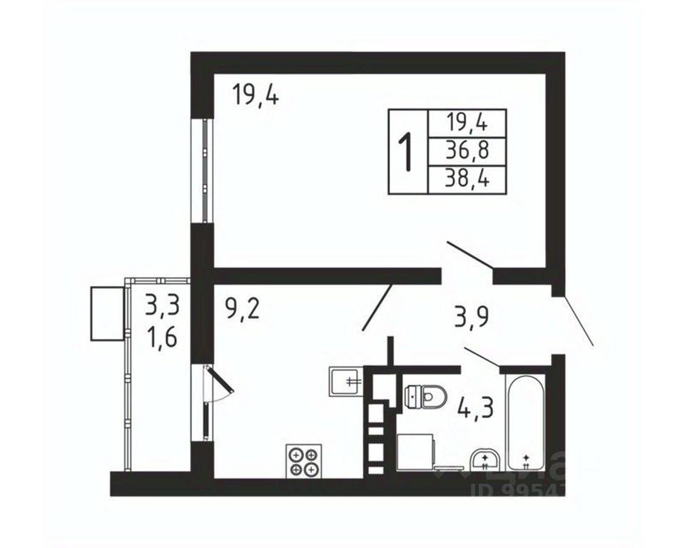 Apartment Sale, 38.4 sq. m. at Pirogovskaya Rivera, Tsentralnaya Street, Pirogovo Village, Mytishi Urban District, Moscow Region, Russia #2