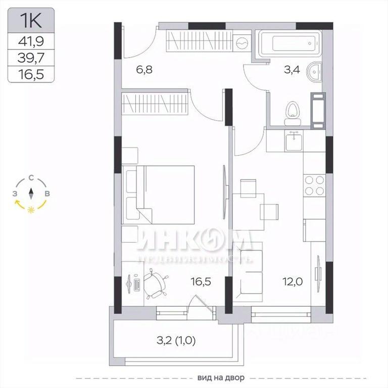 Apartment Sale, 39.3平方米 at Pirogovskaya Rivera, Tsentralnaya Street, Pirogovo Village, Mytishi Urban District, Moscow Region, Russia #1