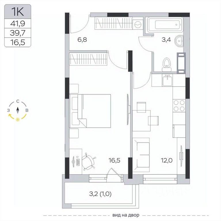 Apartment Sale, 39.3平方米 at Pirogovskaya Rivera, Tsentralnaya Street, Pirogovo Village, Mytishi Urban District, Moscow Region, Russia #2