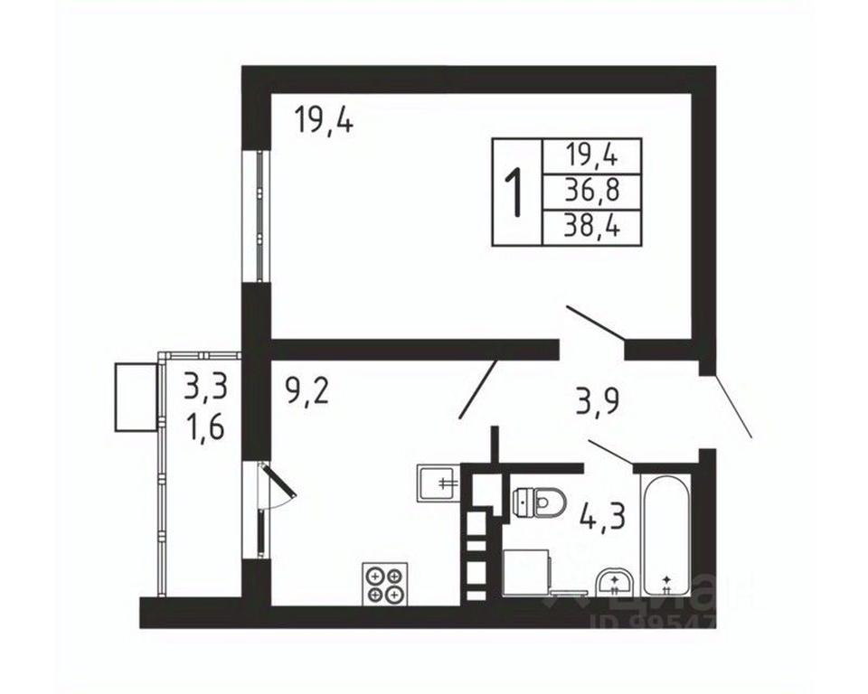 Apartment Sale, 38.4平方米 at Pirogovskaya Rivera, Tsentralnaya Street, Pirogovo Village, Mytishi Urban District, Moscow Region, Russia #2