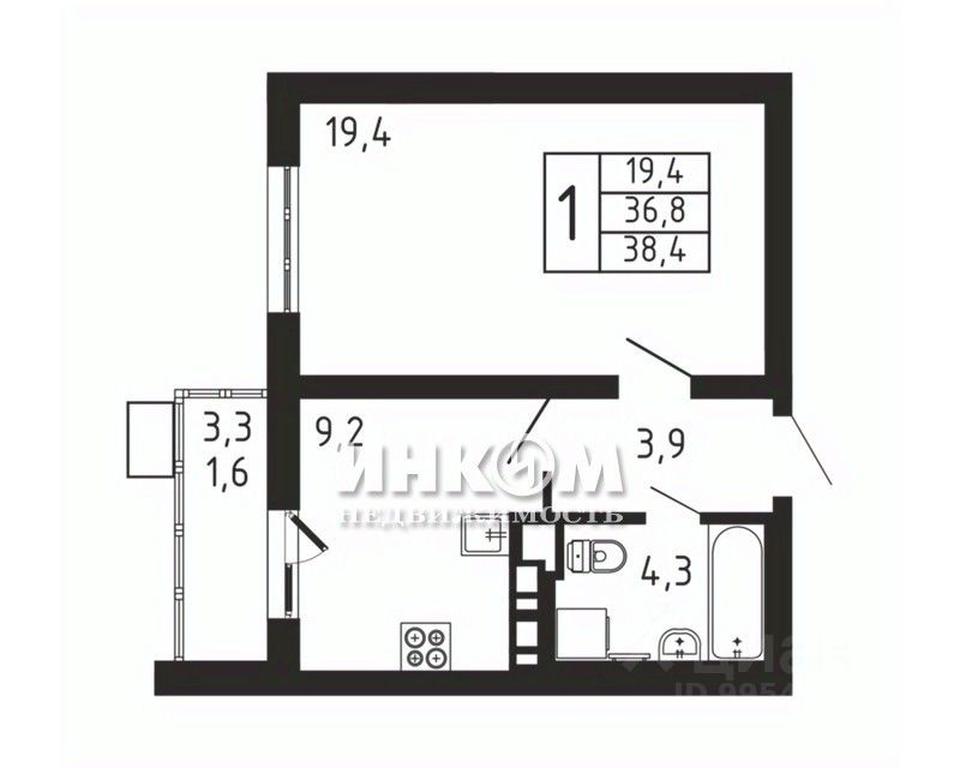 Apartment Sale, 38.4平方米 at Pirogovskaya Rivera, Tsentralnaya Street, Pirogovo Village, Mytishi Urban District, Moscow Region, Russia #1
