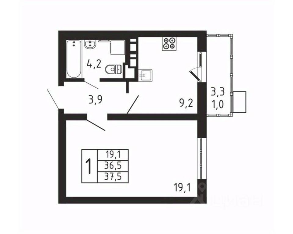 Apartment Sale, 37.5平方米 at Pirogovskaya Rivera, Tsentralnaya Street, Pirogovo Village, Mytishi Urban District, Moscow Region, Russia #2