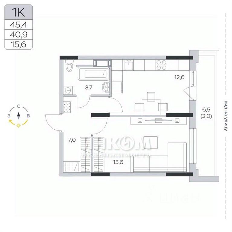 Apartment Sale, 41平方米 at Pirogovskaya Rivera, Tsentralnaya Street, Pirogovo Village, Mytishi Urban District, Moscow Region, Russia #1