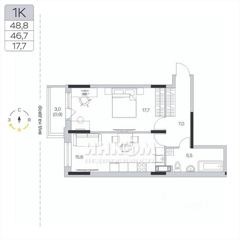 Apartment Sale, 46.7 sq. m. at Pirogovskaya Rivera, Tsentralnaya Street, Pirogovo Village, Mytishi Urban District, Moscow Region, Russia #1