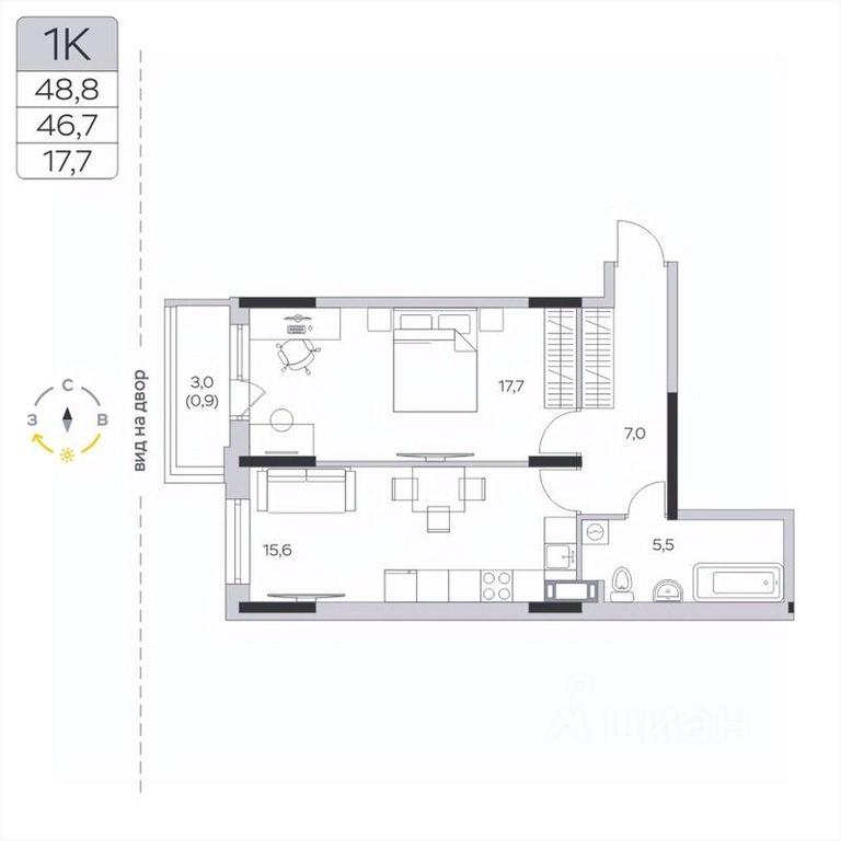 Apartment Sale, 46.7 sq. m. at Pirogovskaya Rivera, Tsentralnaya Street, Pirogovo Village, Mytishi Urban District, Moscow Region, Russia #2