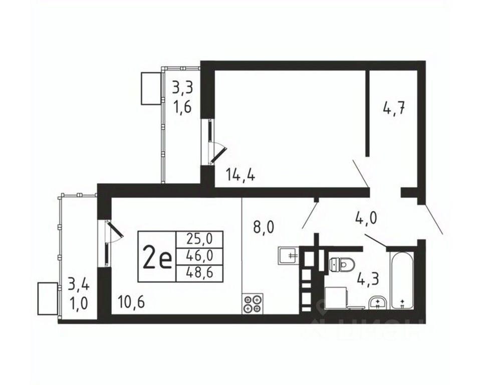 1-BD Apartment Sale, 48.6 sq. m. at Pirogovskaya Rivera, Tsentralnaya Street, Pirogovo Village, Mytishi Urban District, Moscow Region, Russia #2