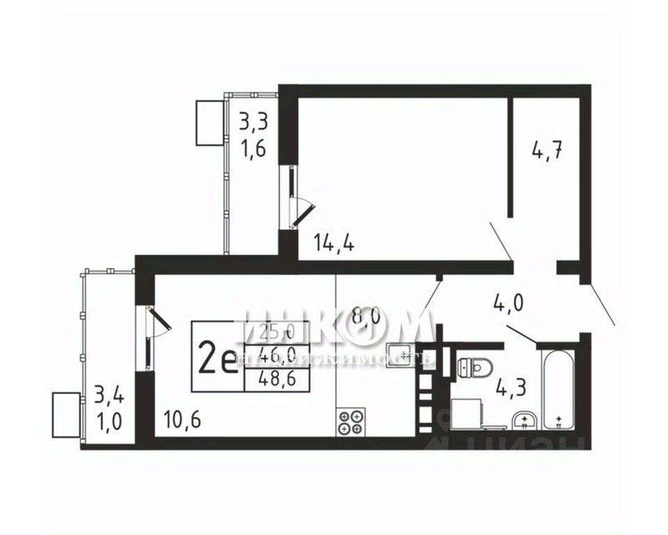 1-BD Apartment Sale, 48.6 sq. m. at Pirogovskaya Rivera, Tsentralnaya Street, Pirogovo Village, Mytishi Urban District, Moscow Region, Russia #1