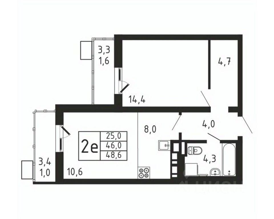 1-BD Apartment Sale, 48.6平方米 at Pirogovskaya Rivera, Tsentralnaya Street, Pirogovo Village, Mytishi Urban District, Moscow Region, Russia #2