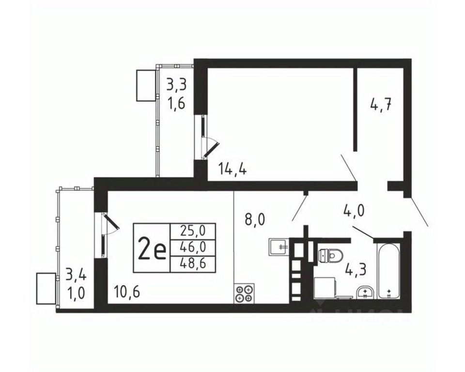 1-BD Apartment Sale, 48.6平方米 at Pirogovskaya Rivera, Tsentralnaya Street, Pirogovo Village, Mytishi Urban District, Moscow Region, Russia #2