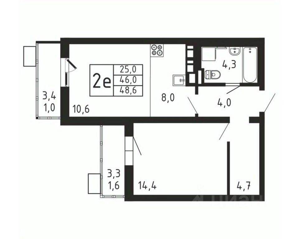 1-BD Apartment Sale, 48.6 sq. m. at Pirogovskaya Rivera, Tsentralnaya Street, Pirogovo Village, Mytishi Urban District, Moscow Region, Russia #2