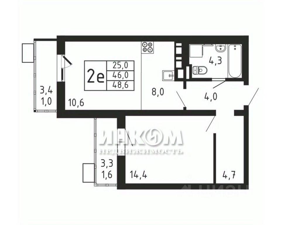 1-BD Apartment Sale, 48.6 sq. m. at Pirogovskaya Rivera, Tsentralnaya Street, Pirogovo Village, Mytishi Urban District, Moscow Region, Russia #1