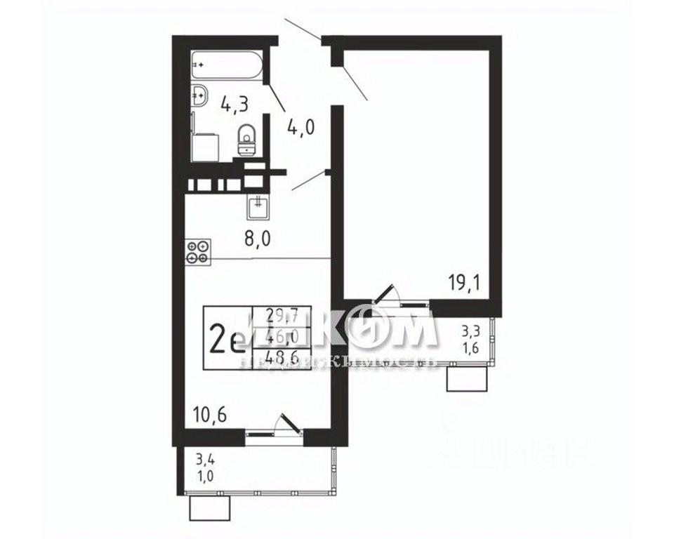 1-BD Apartment Sale, 48.6 sq. m. at Pirogovskaya Rivera, Tsentralnaya Street, Pirogovo Village, Mytishi Urban District, Moscow Region, Russia #1