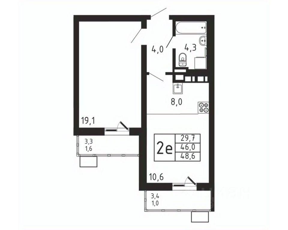 1-BD Apartment Sale, 48.6平方米 at Pirogovskaya Rivera, Tsentralnaya Street, Pirogovo Village, Mytishi Urban District, Moscow Region, Russia #2
