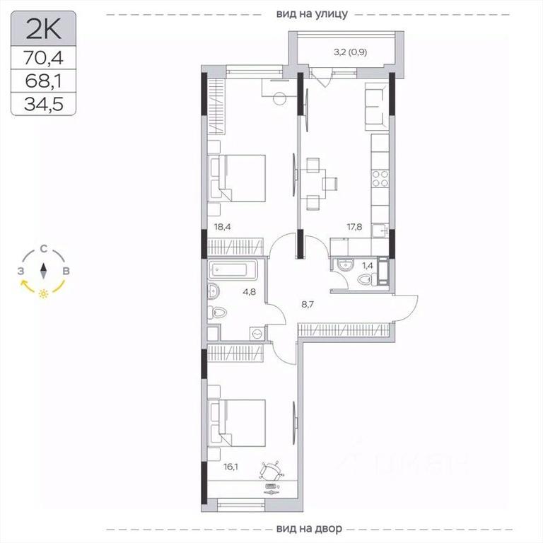 1-BD Apartment Sale, 68.2平方米 at Pirogovskaya Rivera, Tsentralnaya Street, Pirogovo Village, Mytishi Urban District, Moscow Region, Russia #2 1-BD Apartment Sale, 68.2平方米 at Pirogovskaya Rivera, Tsentralnaya Street, Pirogovo Village, Mytishi Urban District, Moscow Region, Russia #2