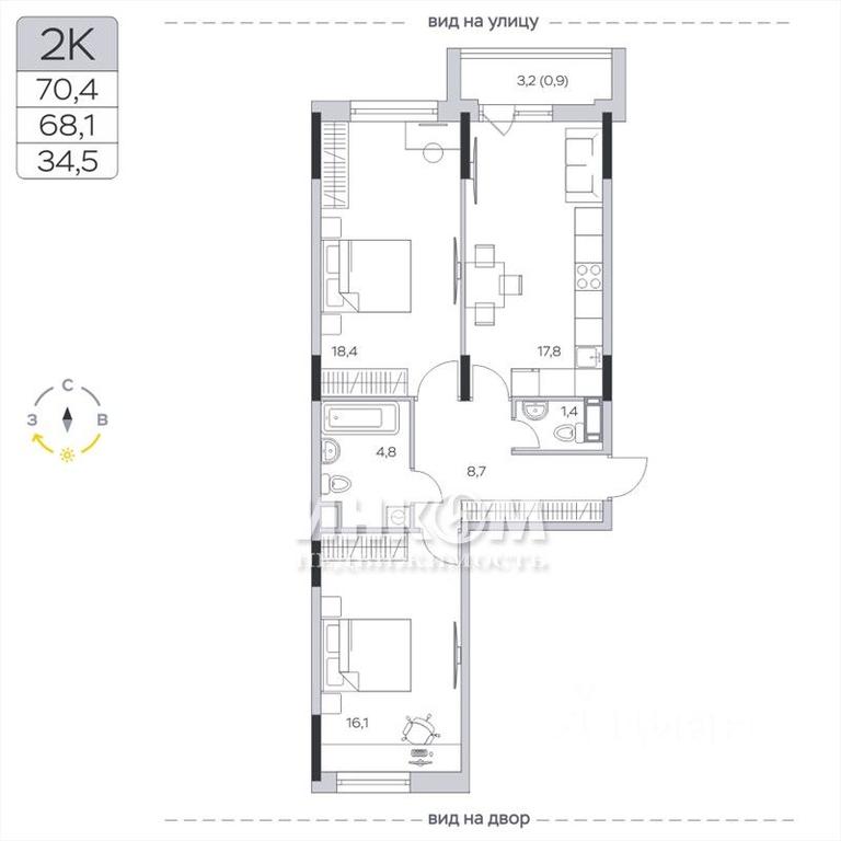 1-BD Apartment Sale, 68.2平方米 at Pirogovskaya Rivera, Tsentralnaya Street, Pirogovo Village, Mytishi Urban District, Moscow Region, Russia #1 1-BD Apartment Sale, 68.2平方米 at Pirogovskaya Rivera, Tsentralnaya Street, Pirogovo Village, Mytishi Urban District, Moscow Region, Russia #1