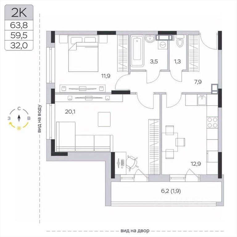 1-BD Apartment Sale, 59.6 sq. m. at Pirogovskaya Rivera, Tsentralnaya Street, Pirogovo Village, Mytishi Urban District, Moscow Region, Russia #2 1-BD Apartment Sale, 59.6 sq. m. at Pirogovskaya Rivera, Tsentralnaya Street, Pirogovo Village, Mytishi Urban District, Moscow Region, Russia #2