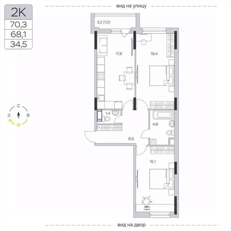 1-BD Apartment Sale, 68.3平方米 at Pirogovskaya Rivera, Tsentralnaya Street, Pirogovo Village, Mytishi Urban District, Moscow Region, Russia #2 1-BD Apartment Sale, 68.3平方米 at Pirogovskaya Rivera, Tsentralnaya Street, Pirogovo Village, Mytishi Urban District, Moscow Region, Russia #2