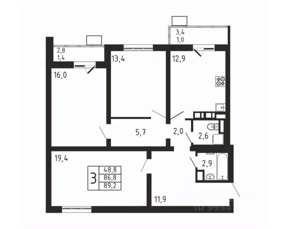 2-BD Apartment Sale, 89.2 sq. m. at Pirogovskaya Rivera, Tsentralnaya Street, Pirogovo Village, Mytishi Urban District, Moscow Region, Russia #2