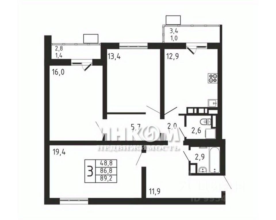 2-BD Apartment Sale, 89.2 sq. m. at Pirogovskaya Rivera, Tsentralnaya Street, Pirogovo Village, Mytishi Urban District, Moscow Region, Russia #1
