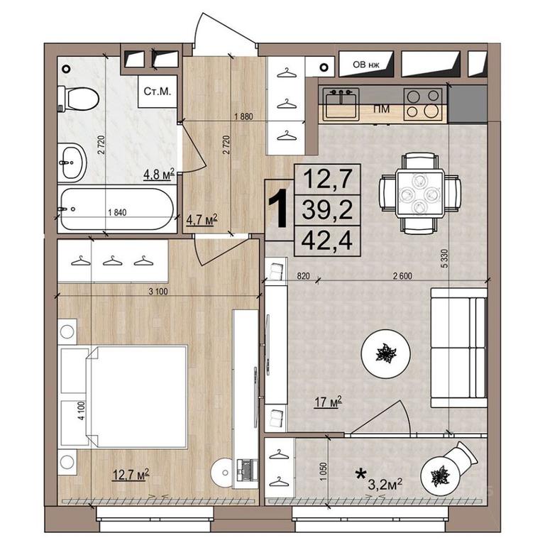 Apartment Sale, 42.4 sq. m. at Grand Komfort, Gudkova Street, Zhukovsky, Moscow Region, Russia #1 Apartment Sale, 42.4 sq. m. at Grand Komfort, Gudkova Street, Zhukovsky, Moscow Region, Russia #1