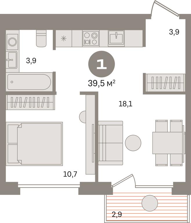 1-BD Apartment Sale, 39.5平方米 at Dom A, Dubininskaya Street, вл59к2, Moscow, Russia #1 1-BD Apartment Sale, 39.5平方米 at Dom A, Dubininskaya Street, вл59к2, Moscow, Russia #1