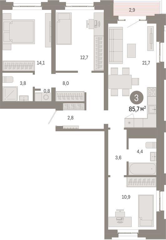 3-BD Apartment Sale, 85.7 sq. m. at Kvartal Metronom, Tagilskaya Street, Moscow, Russia #1 3-BD Apartment Sale, 85.7 sq. m. at Kvartal Metronom, Tagilskaya Street, Moscow, Russia #1