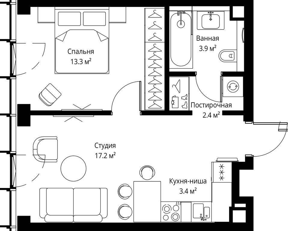 1-BD Apartment Sale, 40.2 sq. m. at Symphony 34, 2nd Khutorskaya Street, 38А, Moscow, Russia #2 1-BD Apartment Sale, 40.2 sq. m. at Symphony 34, 2nd Khutorskaya Street, 38А, Moscow, Russia #2