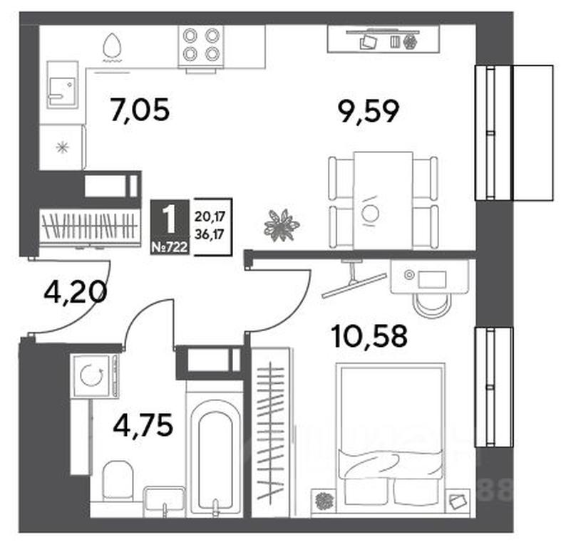 Apartment Sale, 36.17平方米 at Publitsist, ulitsa Zelyonaya Roshcha, Pushkino, Moscow Region, Russia #1 Apartment Sale, 36.17平方米 at Publitsist, ulitsa Zelyonaya Roshcha, Pushkino, Moscow Region, Russia #1