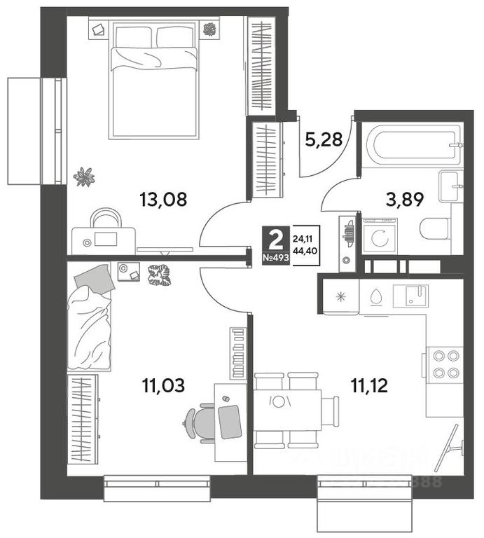 1-BD Apartment Sale, 44.4 sq. m. at Publitsist, ulitsa Zelyonaya Roshcha, Pushkino, Moscow Region, Russia #1 1-BD Apartment Sale, 44.4 sq. m. at Publitsist, ulitsa Zelyonaya Roshcha, Pushkino, Moscow Region, Russia #1