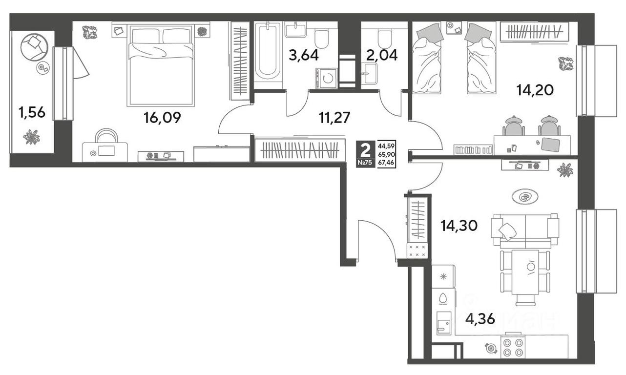1-BD Apartment Sale, 67.46平方米 at Publitsist, ulitsa Zelyonaya Roshcha, Pushkino, Moscow Region, Russia #1 1-BD Apartment Sale, 67.46平方米 at Publitsist, ulitsa Zelyonaya Roshcha, Pushkino, Moscow Region, Russia #1