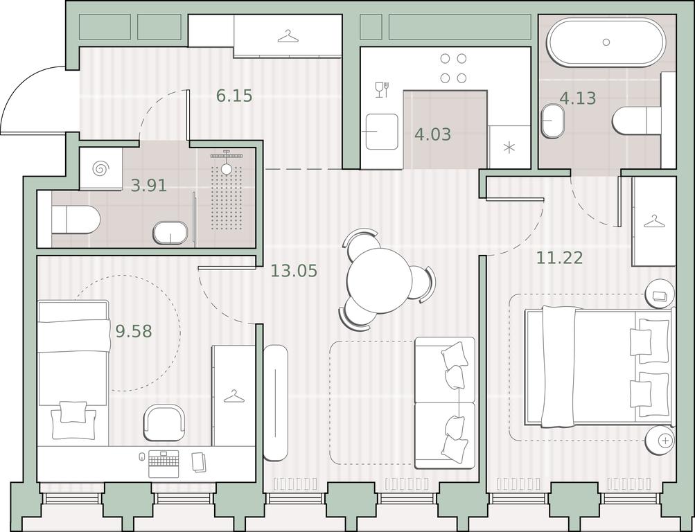 2-BD Apartment Sale, 52.07 sq. m. at Sreda na Kutuzovskom, Ivana Franko Street, Moscow, Russia #1