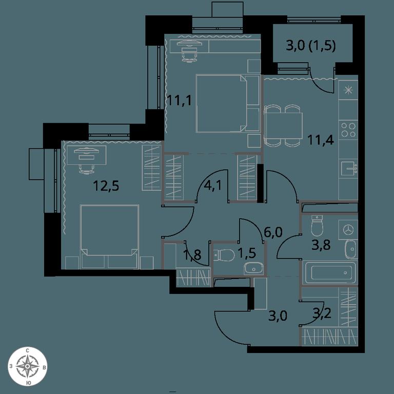 2-BD Apartment Sale, 59.9 sq. m. at 1-y Salarevskiy, Kiyevskoye Highway, Moskovskiy Settlement, Moscow, Russia #1 2-BD Apartment Sale, 59.9 sq. m. at 1-y Salarevskiy, Kiyevskoye Highway, Moskovskiy Settlement, Moscow, Russia #1