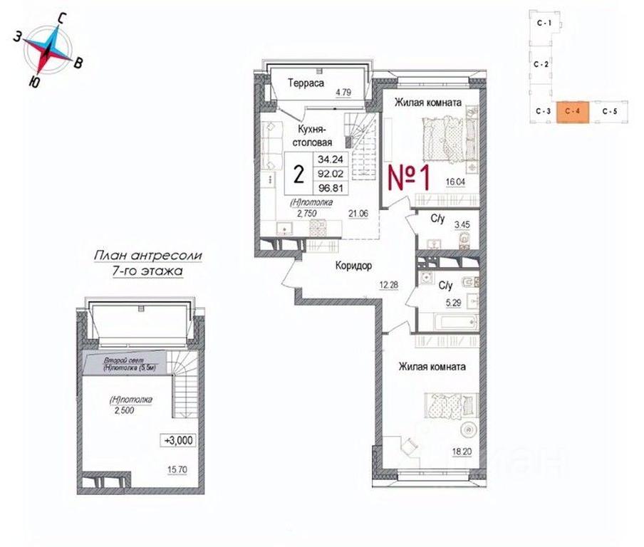 1-BD Apartment Sale, 96.81平方米 at Art, Volodarskogo Street, 10, Naro-Fominsk, Moscow Region, Russia #1