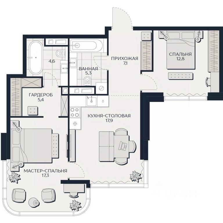 2-BD Apartment Sale, 70.4平方米 at Kutuzov Siti, Grodnenskaya Street, 18, Moscow, Russia #1 2-BD Apartment Sale, 70.4平方米 at Kutuzov Siti, Grodnenskaya Street, 18, Moscow, Russia #1