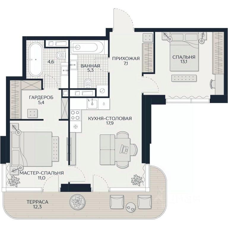 2-BD Apartment Sale, 76.8平方米 at Kutuzov Siti, Grodnenskaya Street, 18, Moscow, Russia #1 2-BD Apartment Sale, 76.8平方米 at Kutuzov Siti, Grodnenskaya Street, 18, Moscow, Russia #1