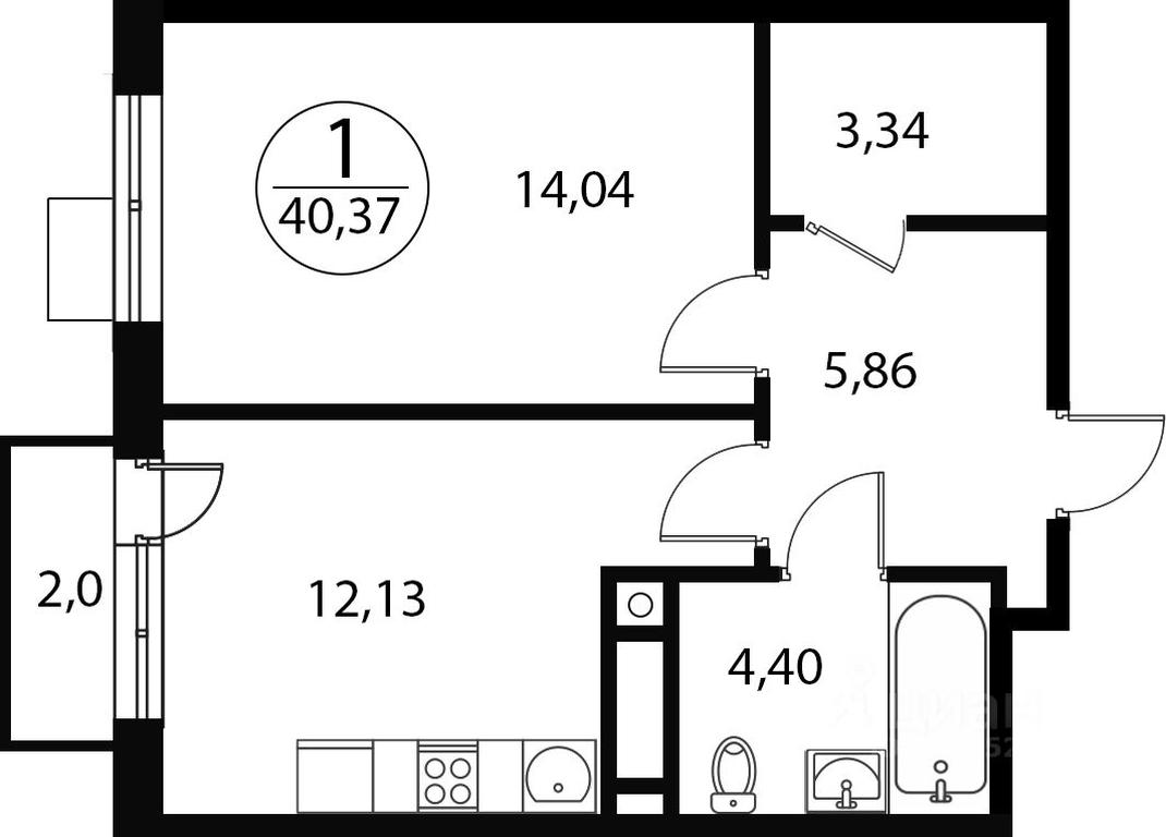 Apartment Sale, 40.37 sq. m. at Katuar, ulitsa Patseyko, derevnya Sukharevo, Mytishi Urban District, Moscow Region, Russia #1
