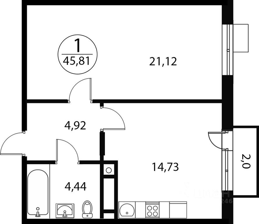 Apartment Sale, 45.81 sq. m. at Katuar, ulitsa Patseyko, derevnya Sukharevo, Mytishi Urban District, Moscow Region, Russia #1 Apartment Sale, 45.81 sq. m. at Katuar, ulitsa Patseyko, derevnya Sukharevo, Mytishi Urban District, Moscow Region, Russia #1