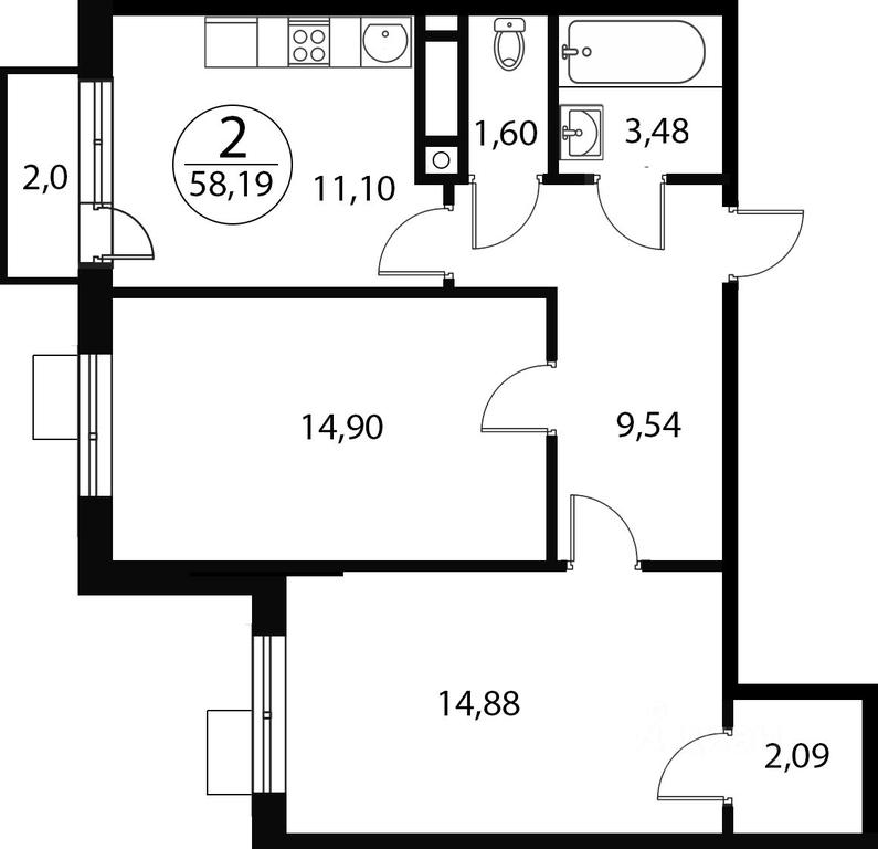 1-BD Apartment Sale, 58.19 sq. m. at Katuar, ulitsa Patseyko, derevnya Sukharevo, Mytishi Urban District, Moscow Region, Russia #1 1-BD Apartment Sale, 58.19 sq. m. at Katuar, ulitsa Patseyko, derevnya Sukharevo, Mytishi Urban District, Moscow Region, Russia #1