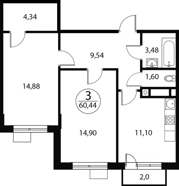 1-BD Apartment Sale, 60.44平方米 at Katuar, ulitsa Patseyko, derevnya Sukharevo, Mytishi Urban District, Moscow Region, Russia #1 1-BD Apartment Sale, 60.44平方米 at Katuar, ulitsa Patseyko, derevnya Sukharevo, Mytishi Urban District, Moscow Region, Russia #1