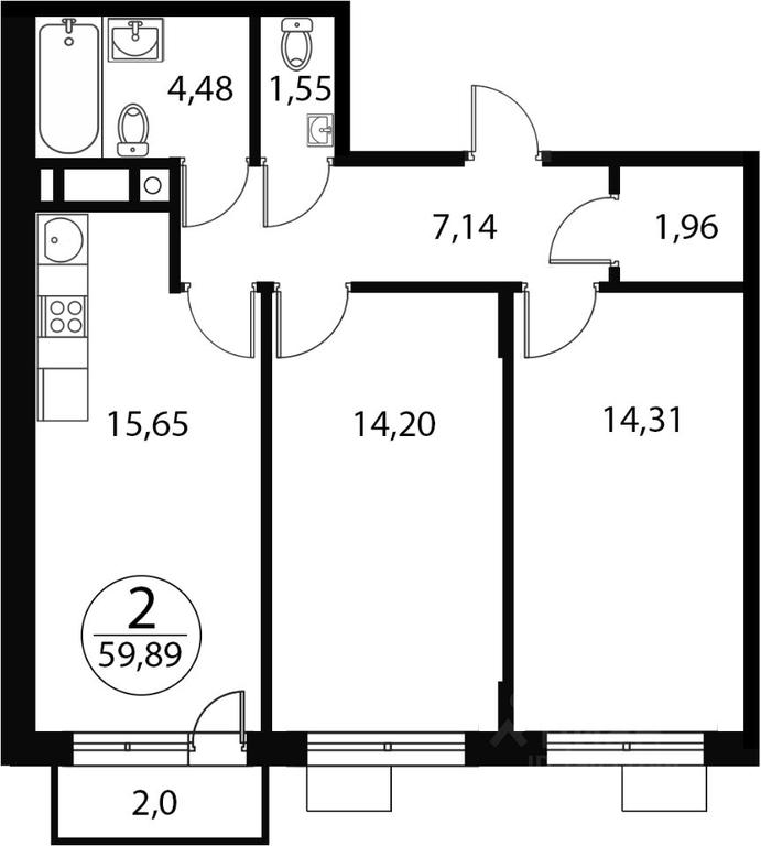 1-BD Apartment Sale, 59.89平方米 at Katuar, ulitsa Patseyko, derevnya Sukharevo, Mytishi Urban District, Moscow Region, Russia #1 1-BD Apartment Sale, 59.89平方米 at Katuar, ulitsa Patseyko, derevnya Sukharevo, Mytishi Urban District, Moscow Region, Russia #1