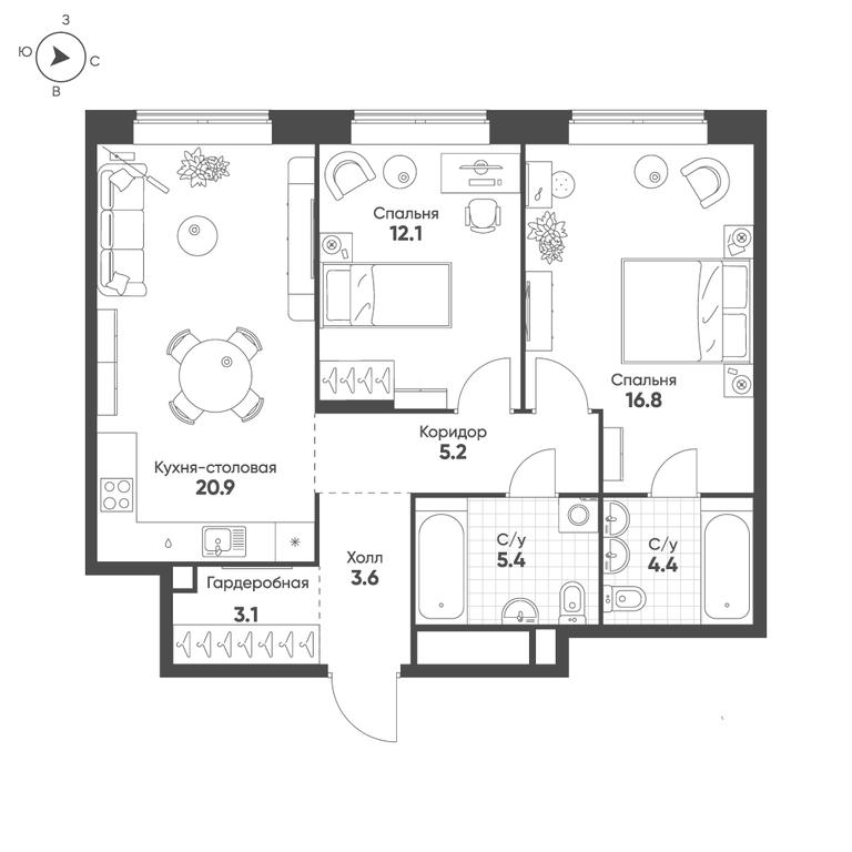 2-BD Apartment Sale, 71.5平方米 at Mariinn Park, Oktyabrskaya Street, 103, Moscow, Russia #1 2-BD Apartment Sale, 71.5平方米 at Mariinn Park, Oktyabrskaya Street, 103, Moscow, Russia #1