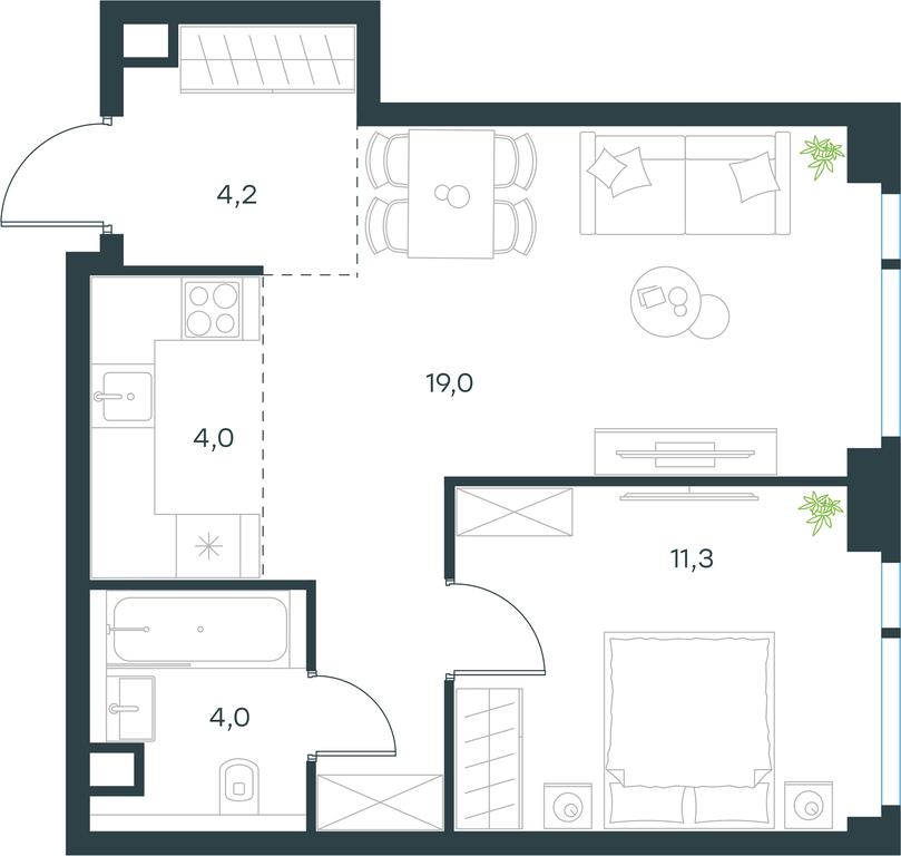 1-BD Apartment Sale, 42.5 sq. m. at Level Michurinskiy, Озёрная улица, вл1, Москва, Россия #1 1-BD Apartment Sale, 42.5 sq. m. at Level Michurinskiy, Озёрная улица, вл1, Москва, Россия #1