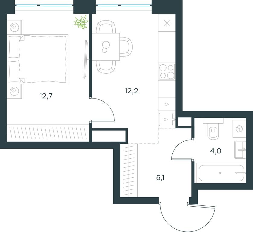 Apartment Sale, 34平方米 at Level Michurinskiy, Озёрная улица, вл1, Москва, Россия #1