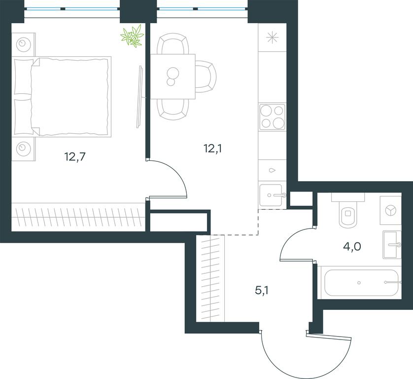 Apartment Sale, 33.9平方米 at Level Michurinskiy, Озёрная улица, вл1, Москва, Россия #1 Apartment Sale, 33.9平方米 at Level Michurinskiy, Озёрная улица, вл1, Москва, Россия #1