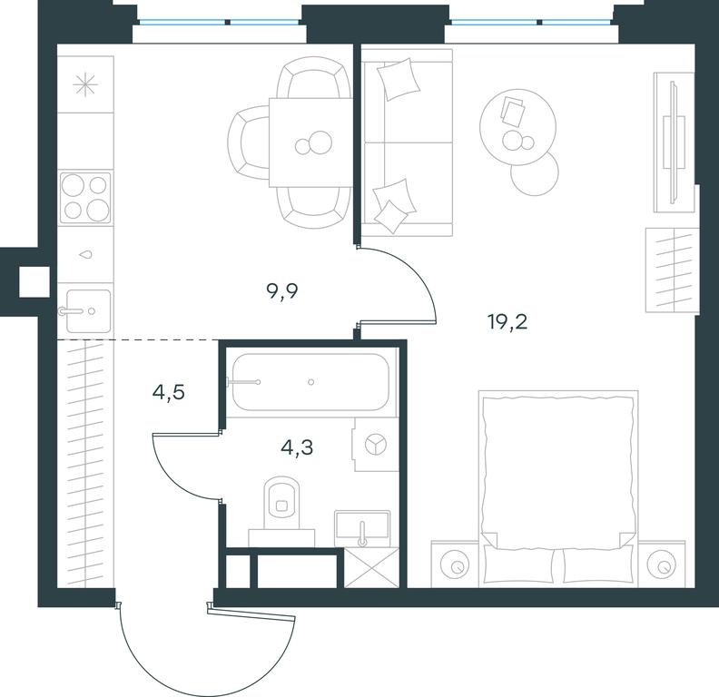 Apartment Sale, 37.9平方米 at Level Michurinskiy, Озёрная улица, вл1, Москва, Россия #1